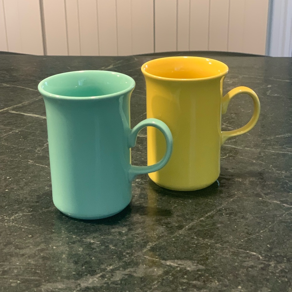 KILNCRAFT COLOROLL | Set of 2 | Vintage Mugs | Yellow & Turquoise